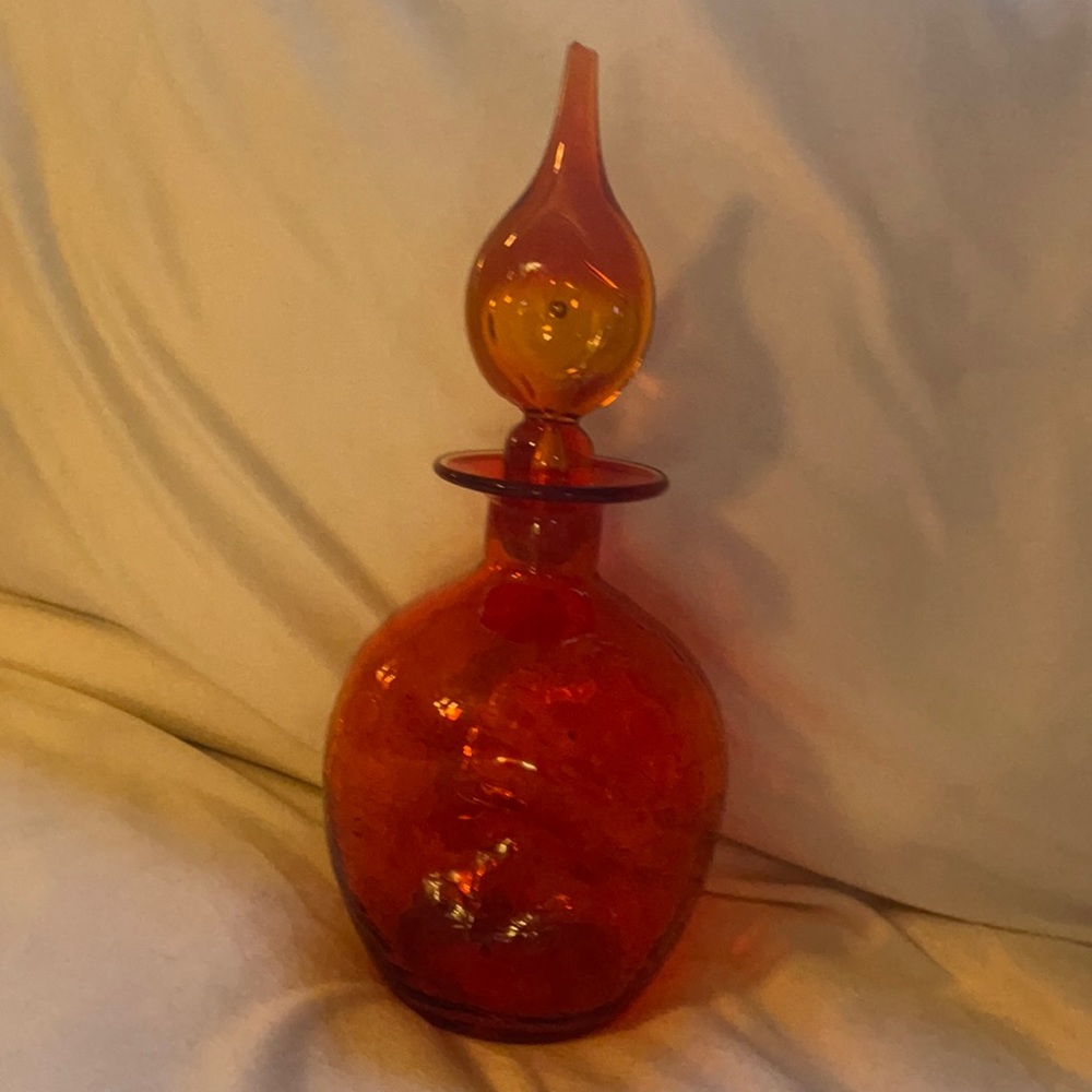 Vintage 1960’s Ref Crackle blown glass decanter.